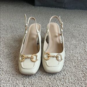 Cream Slingback Women Shoes